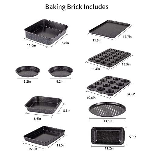 Fit Choice 10-Piece Nonstick Baking Set With Baking Pan, Cookie Sheet Set, Cake /Muffin Pan, and Pizza Pan, 10-Piece Set Bakeware Sets (Ceramic Coated Black) - CookCave