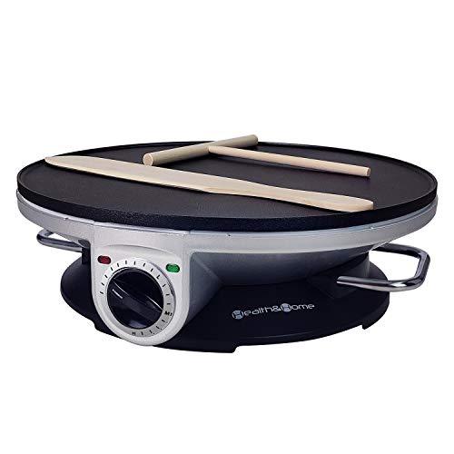 Health and Home Crepe Maker - 13 Inch Crepe Maker & Electric Griddle & Non-stick Pancake Maker-Crepe Pan (Silver-A) - CookCave