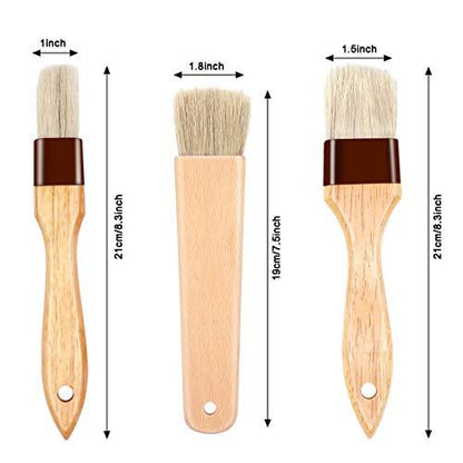 ACKLLR 3 Pack Pastry Brushes with Natural Bristles and Beech Wooden Handle, Basting Oil Brush for Grill BBQ Spreading Butter Cooking Baking Marinade Barbecue (1, 1.5, 1.8 Inches) - CookCave