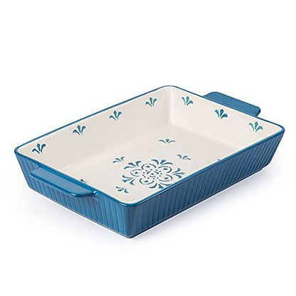 Sagoskat Baking Dishes Bakeware Set Ceramic Casserole Dish, Rectangular Shape, Oven safe, Nonstick, for Cooking, Cake Dinner, Kitchen, 13x9inch, 1pcs, Blue - CookCave