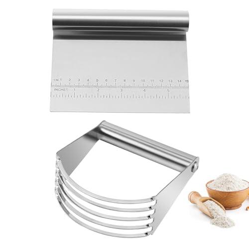 ISZW Dough Blender Pastry Cutter Set, Pastry Cutter Pastry Scraper Set, Stainless Steel Dough Pastry Scraper/Cutter/Chopper, Multipurpose Pizza/Biscuits/Dough Cutter, Professional Baking Dough Tools - CookCave