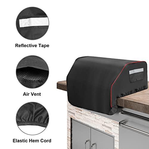 32inch Built-in Grill Cover for Bull 45005 Built in Gas Grill, Bull Outdoor Kitchen & Grill Head Cover, Heavy Duty Waterproof BBQ Grill Top Cover with Handle and Elastic Hem for Bull Lonestar 4 Burner - CookCave