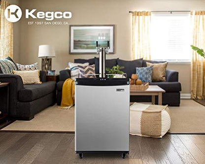 Kegco Keg Dispenser, Two Faucet, Stainless Steel - CookCave