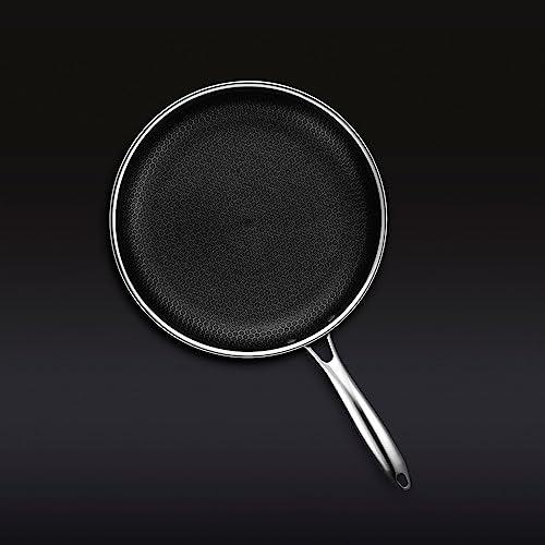 HexClad Hybrid Nonstick 12-Inch Fry Pan with Tempered Glass Lid, Stay-Cool Handle, Dishwasher and Oven Safe, Induction Ready, Compatible with All Cooktops - CookCave