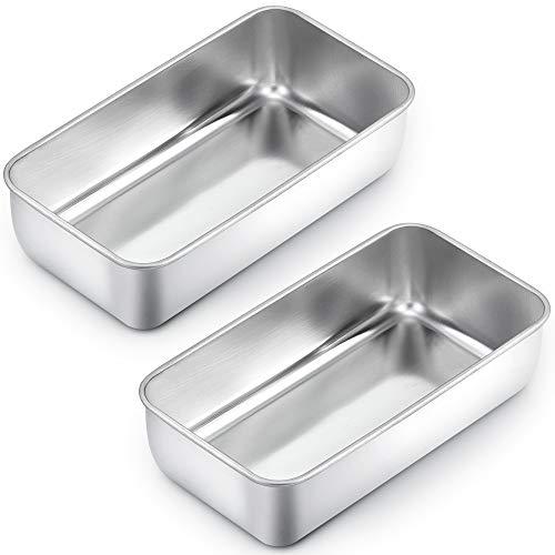 TeamFar Loaf Pans for Baking Bread, 9¼" × 5" Bread Loaf Pan Meatloaf Pan Stainless Steel for Home Kitchen, Healthy & Durable, Oven & Dishwasher Safe - Set of 2 - CookCave