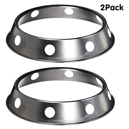 TAMOSH 2PCS Stainless Steel Wok Ring Metallic Round Bottom Wok Rack 10.43X11.8Inch Universal Size Inch for Gas Stove Fry Pans - CookCave