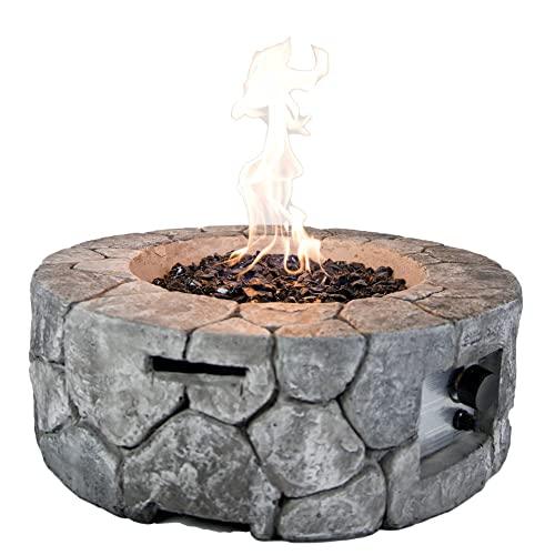 Bluegrass Living HF09501AA Edinburgh 40,000 BTU Propane FirePit Table for Patio and Deck Use, MGO Construction, Includes Crystal Glass Beads Protective Fabric Cover, 28 Inch x 9 Inch, Stonework Finish - CookCave