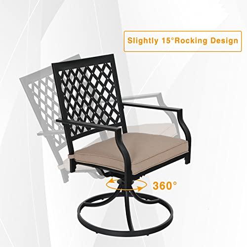 PHI VILLA Patio Swivel Chairs Set of 2 Outdoor Dining Rocker Chair Support 300 lbs for Garden Backyard Bistro Furniture Set with Cushion - CookCave