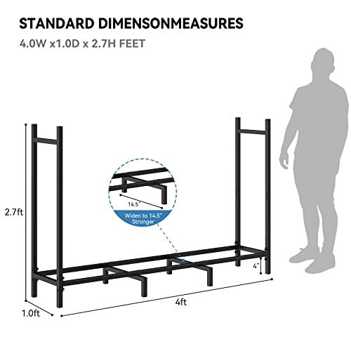 NANANARDOSO 4ft Firewood Rack Outdoor Fire wood Holder for Fireplace Wood Storage, Bottom Widening, Heavy Duty Fire Log Stacker Stand for Indoor Fireplace Metal Lumber Storage Carrier Organizer - CookCave