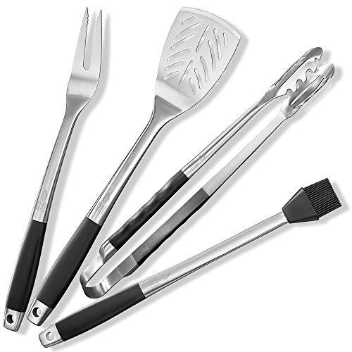 Pure Grill 4-Piece Stainless Steel BBQ Tool Utensil Set - Professional Grade Barbecue Accessories - CookCave