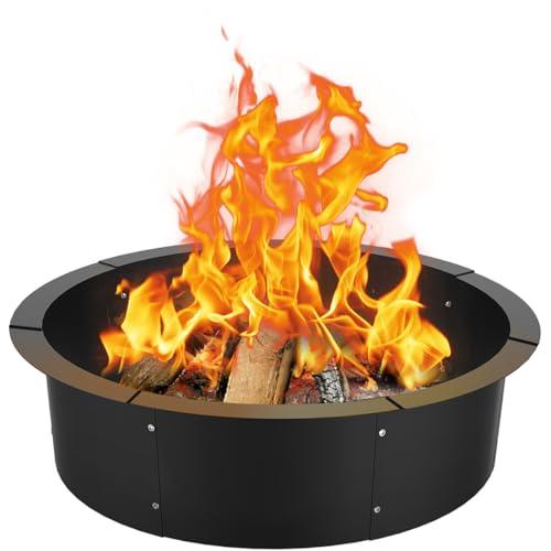 Comzinn 36 Inch Round Fire Pit Ring Insert for Outside Wood Burning, 36 Inch Outer 31 Inch Inner DIY Outdoor Fire Pit Liner Ring for Garden, Patio, Backyard or Camping, 1.5mm Thick Metal Steel - CookCave