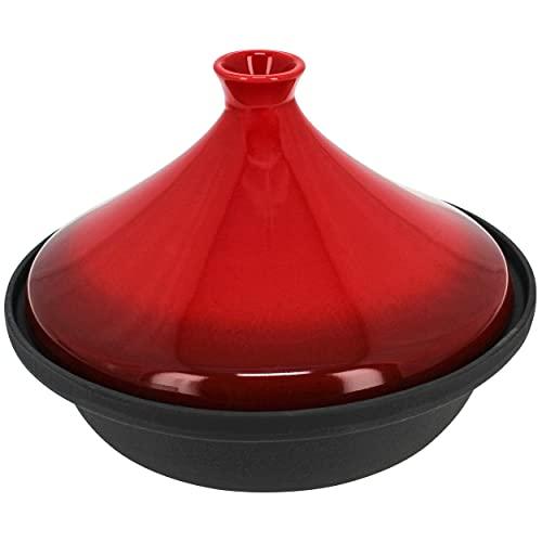 Potted Pans 3.3 QT Enameled Cast Iron and Ceramic Tajine Cooking Pot - Moroccan Tagine Pot Stovetop Tandoori Oven - CookCave