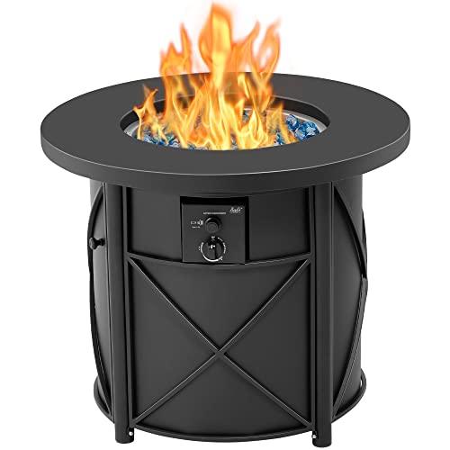 BALI OUTDOORS Propane Fire Pit Table Gas Firepit 30 Inch 50,000 BTU with Fire Glass Cover Lid for Patio, Garden, Backyard and Porch - CookCave