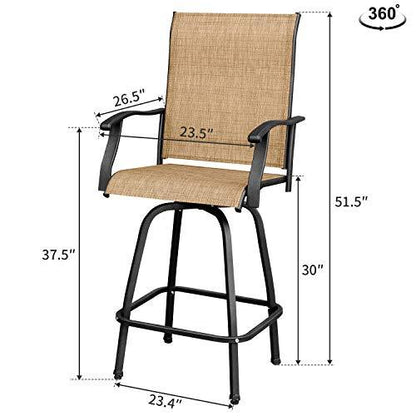 Devoko Patio Bar Stools Set of 2 All-Weather Outdoor Patio Furniture Set Counter Height Tall Patio Swivel Chairs for Bistro, Lawn, Garden, Backyard - CookCave