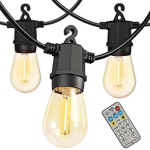 Outdoor String Lights 48FT, Outdoor Lights Waterproof ETL Listed with 18 Shatterproof Bulbs, Personalized 8 Lighting Modes Remote Control Patio Lights for Patio Decor Porch Balcony Backyard Party - CookCave