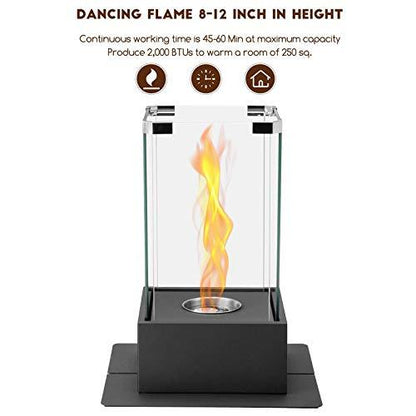 BRIAN & DANY Tabletop Fire Pit, Portable Ethanol Fireplace with Surprising Tornado Effect for Indoor/Outdoor, Black - CookCave