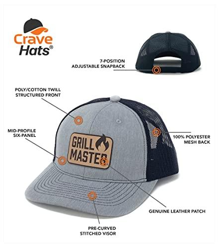 CRAVE HATS Grill Master Hat, Grilling Gifts, Grill Gifts for Men, Unique Grill Gifts (Gray/Black) - CookCave