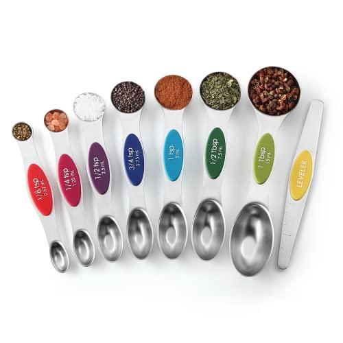 Spring Chef 8-pc Magnetic Measuring Spoon Set, Stainless Steel with N45 Magnets, Fits Spice Jars, BPA Free - CookCave