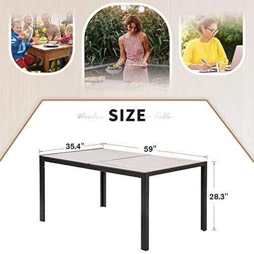 Devoko Patio Dining Table for 6 Outdoor Patio Table 59" x 35" Weather-Resistant Rectangular Table for Deck, Garden, Backyard - CookCave