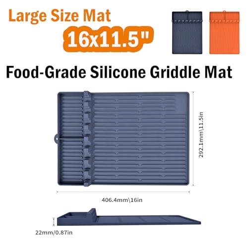 Grill Mat, Side Shelf Mat for Blackstone, Silicone Grill Pad for Outdoor Grill Kitchen Counter, Food Grade Griddle Mat, BBQ Grill Mats, Baking Mats, Grill Prep Trays, Hot Pads - CookCave