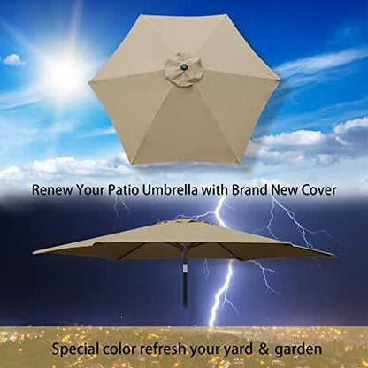 Sunshine Outdoor 9ft with 6 Ribs Patio Umbrella Replacement Canopy Market Umbrella Top Outdoor Umbrella Canopy Poloere(2pcs/package) - CookCave