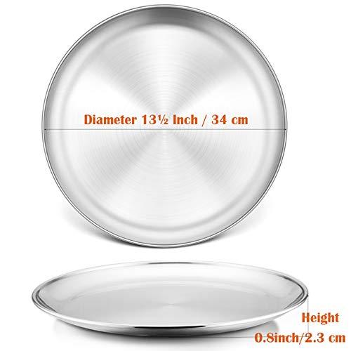 P&P CHEF 13½ Inch Pizza Pan Set of 2, Stainless Steel Pizza Tray, Round Pizza Plate For Pie Cookie Pizza Cake, Non Toxic & Heavy Duty, Brushed Finish & Easy Clean - CookCave