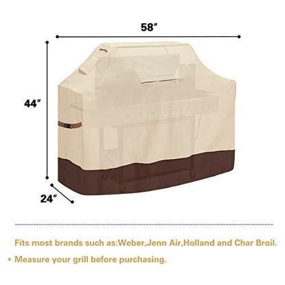 Vailge Grill Cover,58-inch Waterproof BBQ Cover,600D Heavy Duty Gas Grill Cover, UV & Dust & Rip & Fading Resistant,Suitable for Weber, Brinkmann, Char Broil Grills and More,Beige - CookCave