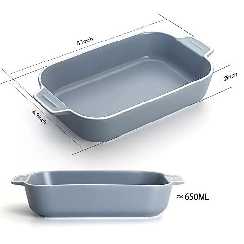 Au Gratin Baking Dishes, YFWOOD 8.7''X5'' Small Casserole Dishes for The Oven, Bakeware With Double Handle for Casseroles, Lasagna & Cobblers, Oven, Microwave & Dishwasher Safe,Set Of 2,Blue - CookCave