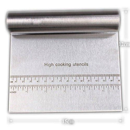 Pro Dough Pastry Scraper/Cutter/Chopper Stainless Steel Mirror Polished with Measuring Scale Multipurpose- Cake, Pizza Cutter - Pastry Bread Separator Scale Knife - CookCave