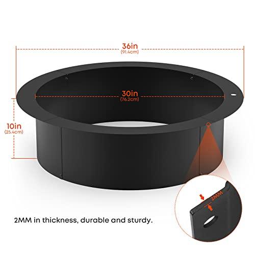 Stanbroil Fire Pit Ring 36-Inch Outer/30-Inch Inner Diameter, Heavy Duty Steel Fire Pit Liner DIY Campfire Ring Above or In-Ground Outdoor Backyard Wood Burning Bonfire - CookCave