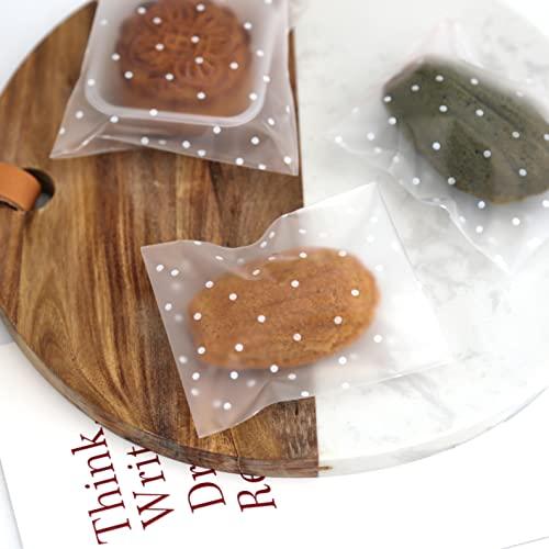 Patty Both 100 PCS Cute Transparent OPP Self Adhesive Cookie Bakery Candy Biscuit Roasting Treat Gift DIY Plastic Bag (Dot) - CookCave