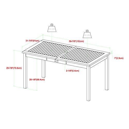 Walker Edison Dominica Contemporary Slatted Outdoor Dining Table, 34 Inch, Dark Brown - CookCave