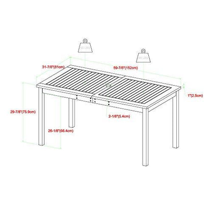 Walker Edison Dominica Contemporary Slatted Outdoor Dining Table, 34 Inch, Dark Brown - CookCave