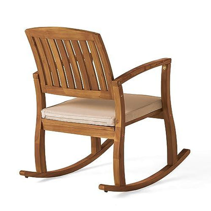 Christopher Knight Home Selma Acacia Rocking Chairs with Cushions, 2-Pcs Set, Teak Finish - CookCave