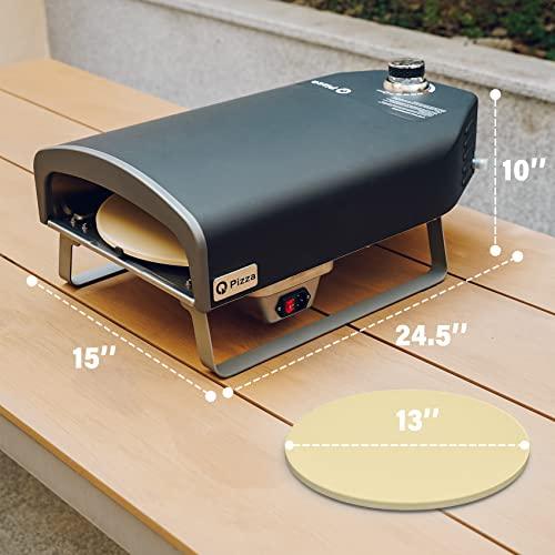 Q Pizza Gas Pizza Oven Portable Propane Pizza Oven with Automatic Rotating Stone for Outdoor Cooking, Portable Gas Pizza Oven For Outside Garden Backyard Party - CookCave