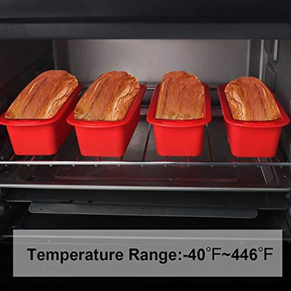 SILIVO 4 Pack Mini Loaf Pans - Nonstick Mini Bread Loaf Pans, Silicone Mini Loaf Baking Pans for Small Loaf, Bread and Meatloaf - 5.7x2.5x2.2 inch - CookCave