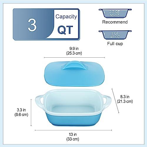 LOVECASA 3 Quart Casserole Dish with Lid for Oven Safe, Ceramic Baking Dish, Rectangular Lasagna Pan Deep, Oven to Table Baking Pan for Casserole, Lasagna, Party and Daily Use - CookCave