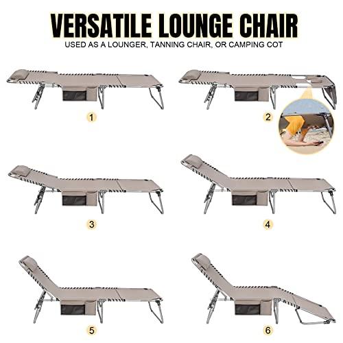 Heavy Duty Tanning Chair with Face Hole Adjustable 5-Position Folding Chaise Lounge Chairs for Outside Portable Lay Flat Beach Lounge Chair for Outdoor Sunbathing Patio Pool Lawn Camping Deck Poolside - CookCave