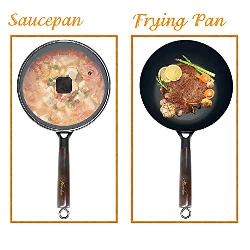 ANEDER Frying Pan with Lid Skillet Nonstick 10 inch Carbon Steel Wok Pan Woks and Stir Fry Pans for Electric,Induction and Gas Stoves - CookCave