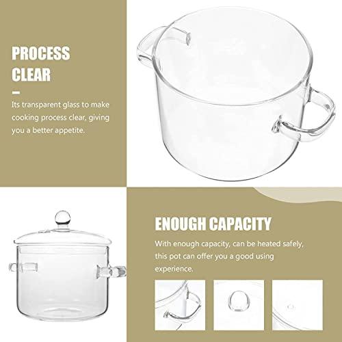 Glass Saucepan with Cover Heat-resistant Glass Stovetop Pot and Pan with Lid for Pasta Noodle, Soup, Milk, Baby Food (64oz/1900ml) - CookCave