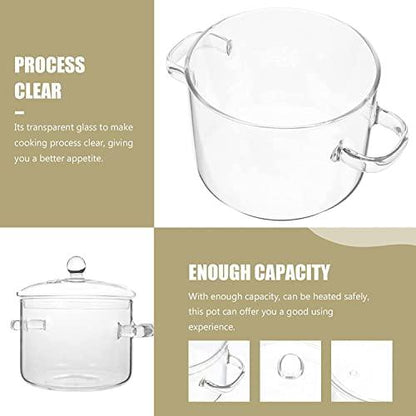 Glass Saucepan with Cover Heat-resistant Glass Stovetop Pot and Pan with Lid for Pasta Noodle, Soup, Milk, Baby Food (64oz/1900ml) - CookCave