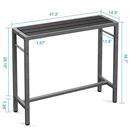 Mr IRONSTONE Outdoor Bar Table 47'' Patio Table Pub Height Dining Table with Waterproof Top and Hammer Finish Stand for Hot Tub, Garden, Backyard, Indoor - CookCave