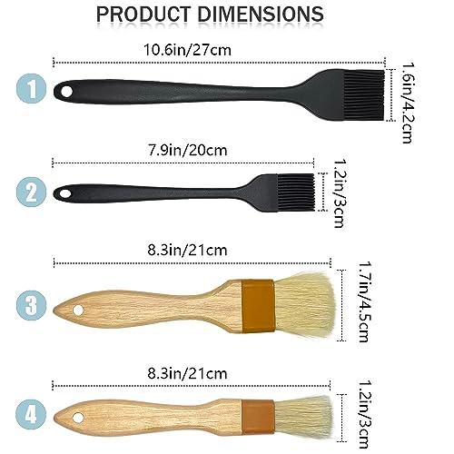 4 Pack Pastry Brush-Basting Brush Pastry Brushes for Baking, Silicone Basting Brush, Basting Oil Brush with Boar Bristles and Beech Hardwood Handles for Kitchen, Grilling and Spreading Oil, BBQ Sauce - CookCave
