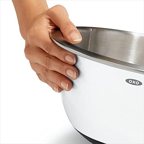 OXO Good Grips 3-Piece Stainless-Steel Mixing Bowl Set, White - CookCave