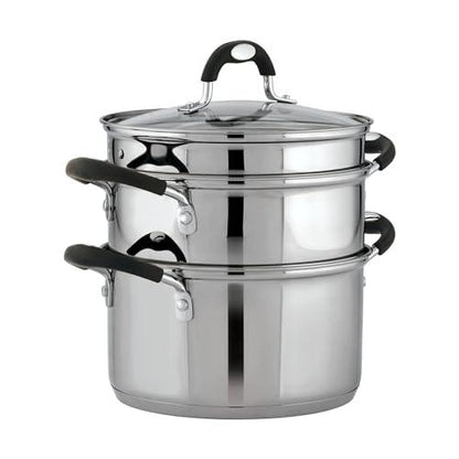 Stainless Steel 3 Quart Steamer & Double-Boiler, 4 Piece - CookCave