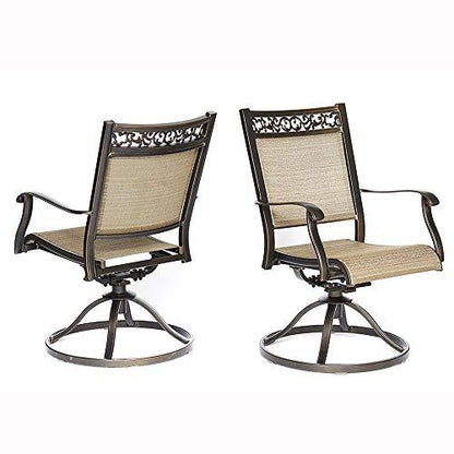 Dali Swivel Rocker Chair, Cast Aluminum All-Weather Comfort Club Arm Patio Dining Chair 2 Pc - CookCave