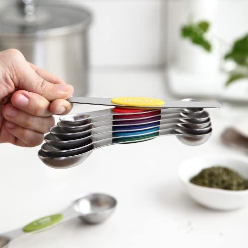 Spring Chef 8-pc Magnetic Measuring Spoon Set, Stainless Steel with N45 Magnets, Fits Spice Jars, BPA Free - CookCave