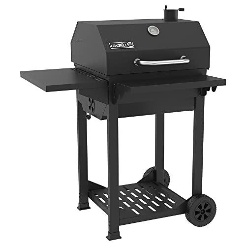 Nexgrill Premium Charcoal BBQ Grill, 22 inches Barbecue Grill, Charcoal Barrel, Outdoor Cooking, Side shelf, For Camping Patio Backyard, Black - CookCave