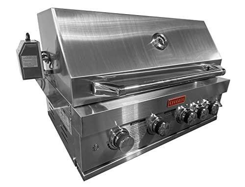 Cycence CY-GR0434CV 32 Inch 4 Burner Professional Built-In Gas Grill, LPG or Natural Gas, Professional Stainless Steel with Free Rotisseries Kit - CookCave