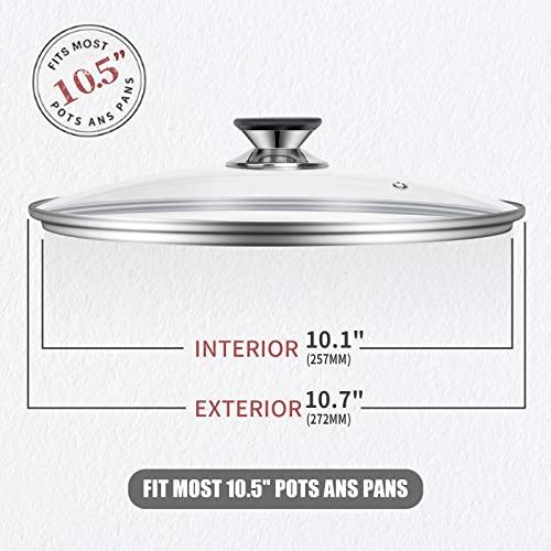 Tempered Glass Lid with Heat Resistant Handle,10.5"/26cm, Clear - CookCave